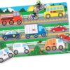 Puzzle din lemn Melissa & Doug, set 8 vehicule, multicolor, 20.8x29.6cm