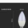 Lampă Led V-TAC, E14, 7 W, 600 lm, Alb cald, 3000 K, lumânare - imagine 4